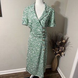 ASOS SET 2 PIECE Outfit CROP TOP MIDI SKIRT Green White Green Leopard Sz 12 New